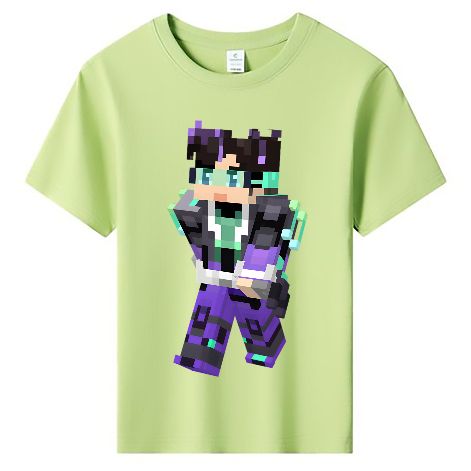 （画像用） マインクラフト ブロックの世界 Minecraft MC Block world 綿100％キッズTシャツ（フロントプリント）